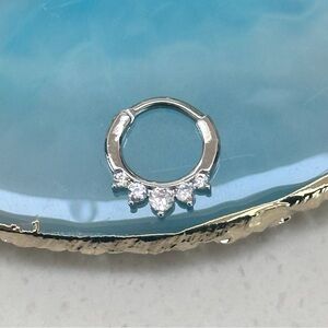 Five Gem Septum Clicker Hoop Hinged hoop 16g Septum Ring daith piercings